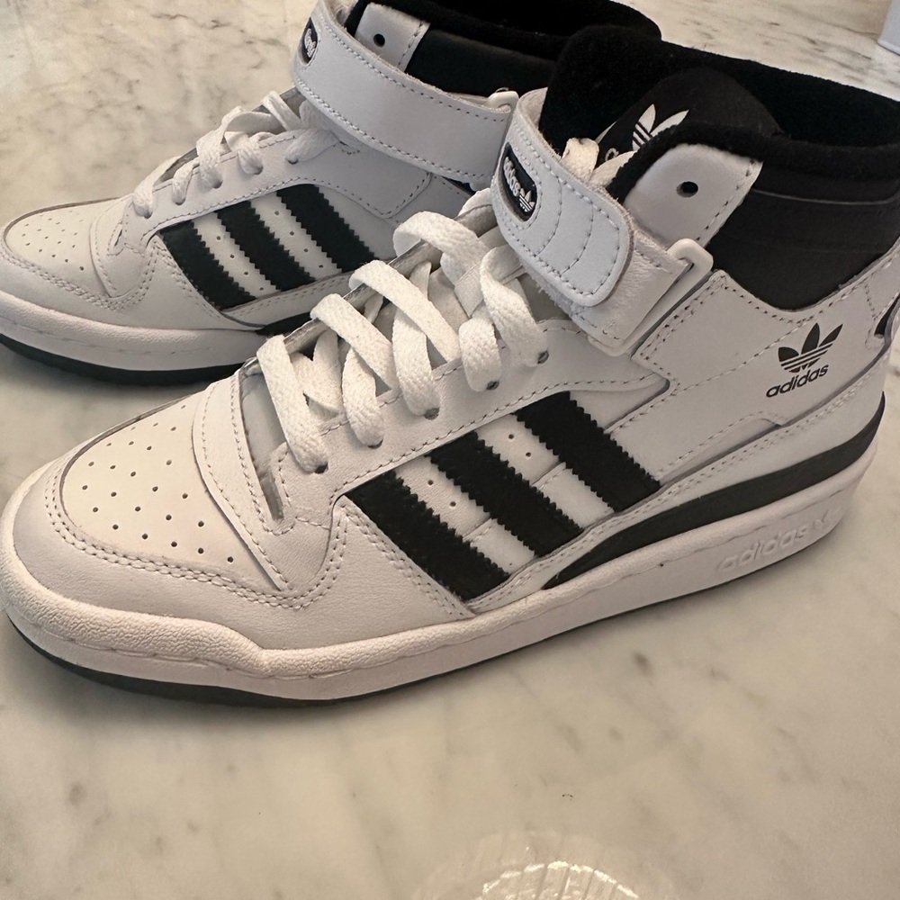 Adidas White and Black High-Top Sneakers